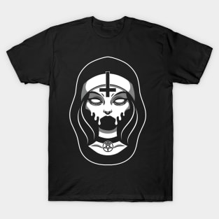 Satanic nun face with pentagram T-Shirt